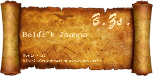 Belák Zsanna névjegykártya